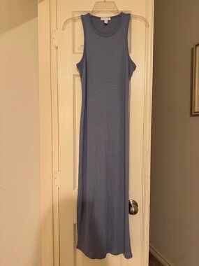 Beyond Yoga Ribbed Sleeveless Maxi Dress in Dusty Blue